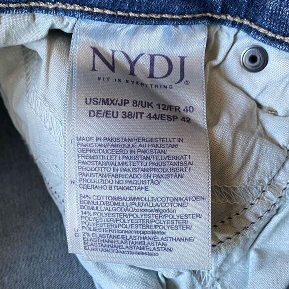 NYDJ Margot Girlfriend Straight Leg High Waist Stretch Blue Jeans NWT Size 8 - Picture 6 of 8